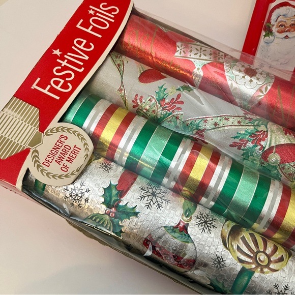 Vintage 1950’s “Rhapsody” Festive Foil Foursome Wrapping Paper and Tags Set🎅🏻 - Picture 11 of 13